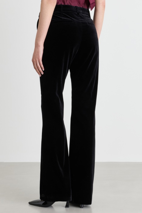 Pantaloni flare in velluto liscio di cotone