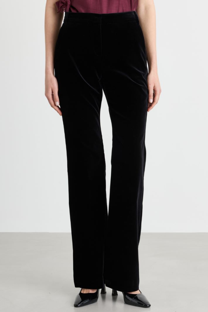 Flared velvet trousers - BLACK - Intrend - 2
