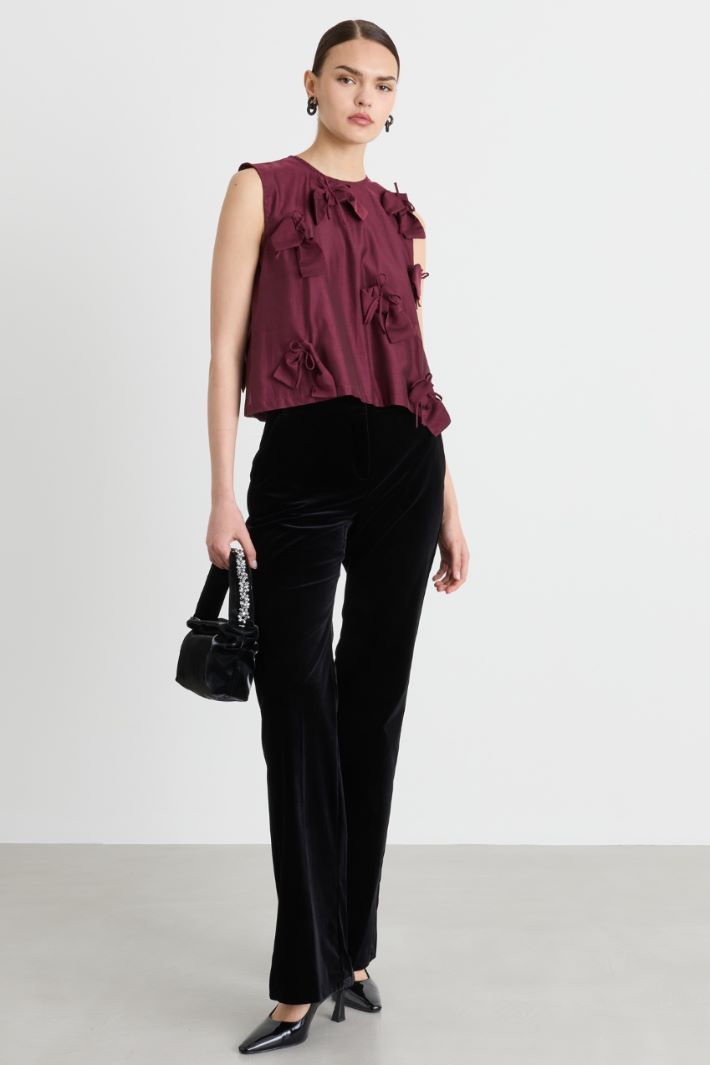 Flared velvet trousers - BLACK - Intrend