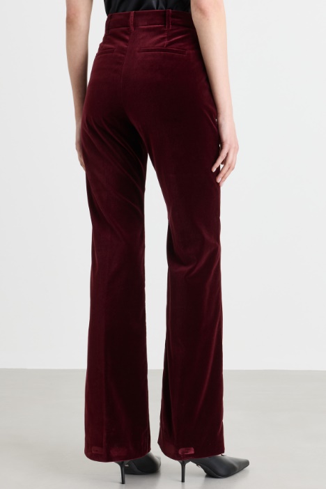 Pantaloni flare in velluto liscio di cotone