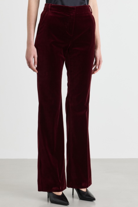 Pantaloni flare in velluto liscio di cotone