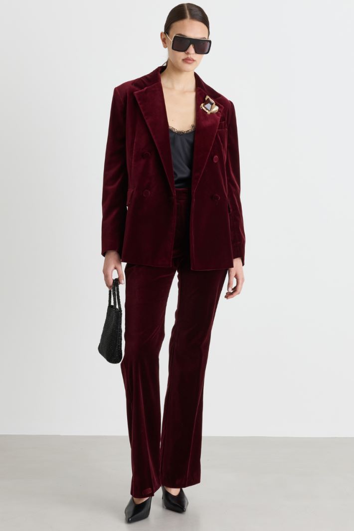 Flared velvet trousers - BORDEAUX - Intrend