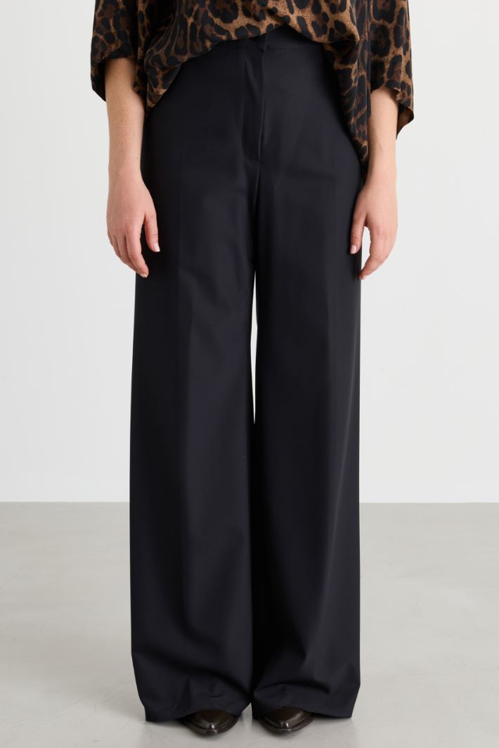 Wide-Leg Batavia Trousers - BLACK - Intrend - 2