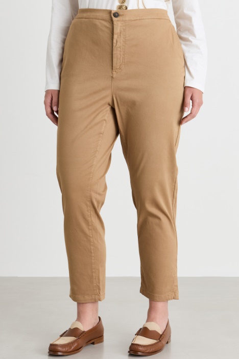 Pantalone stretch in raso di cotone