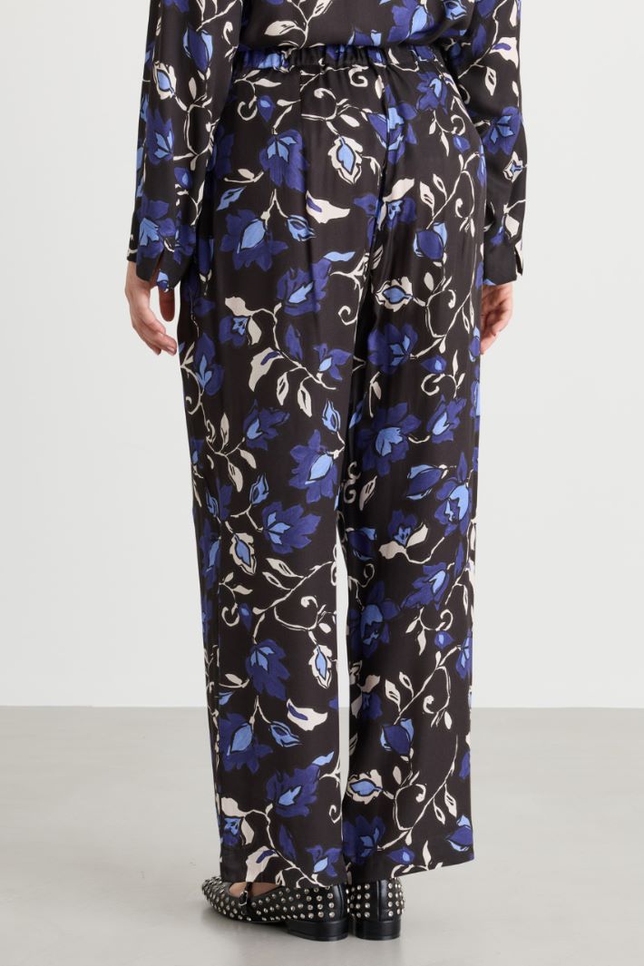 Printed twill trousers - BLACK BLUE - Intrend - 4