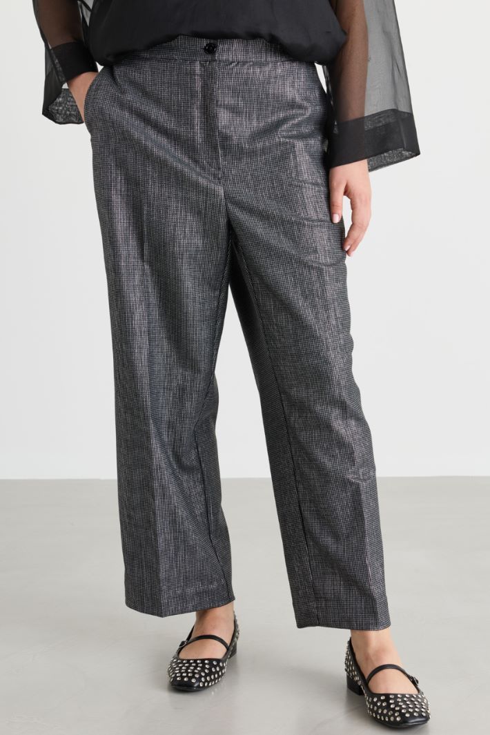 Micro-patterned trousers - GREY - Intrend - 2