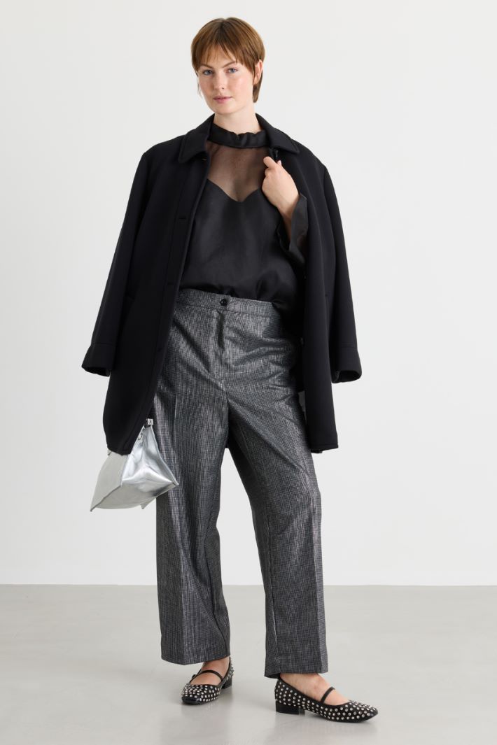 Micro-patterned trousers - GREY - Intrend