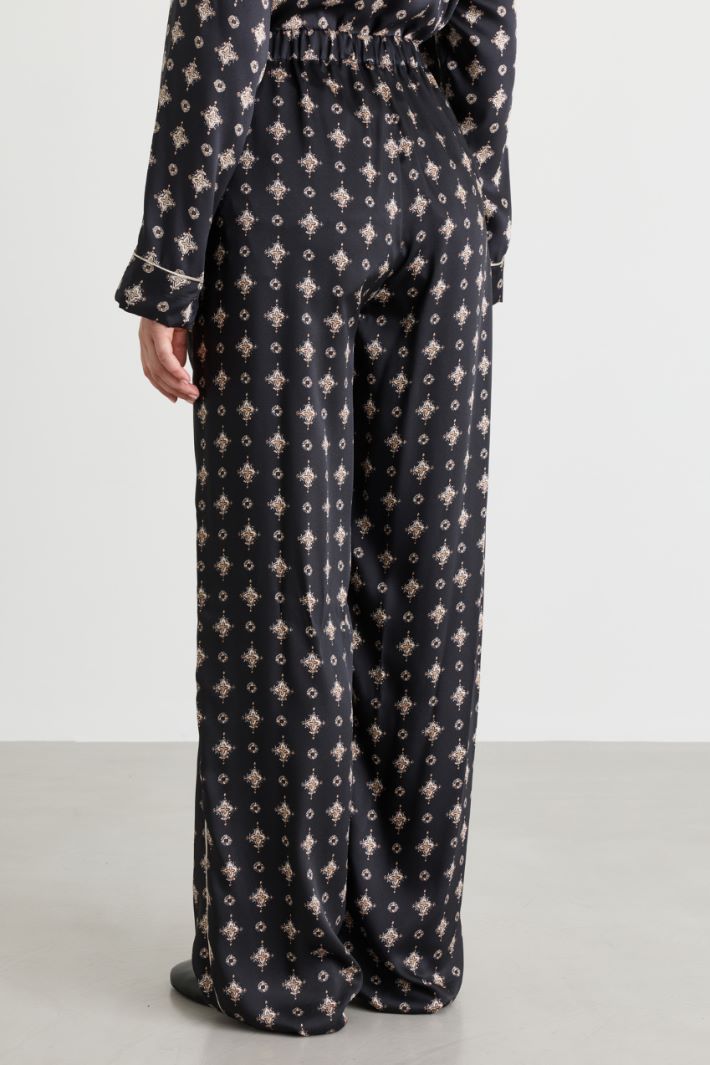 Printed twill trousers - BLACK - Intrend - 4
