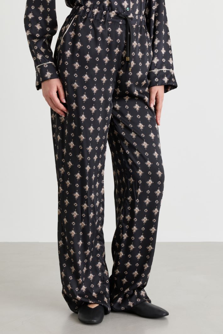 Printed twill trousers - BLACK - Intrend - 2