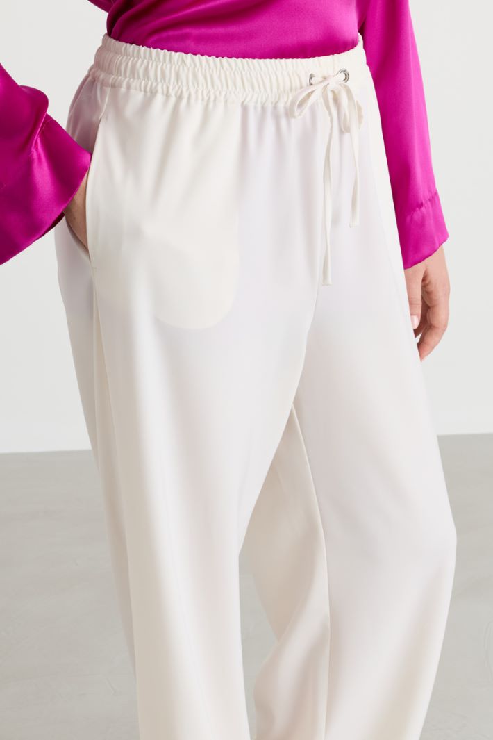 Cady Drawstring Trousers - WHITE - Intrend - 3