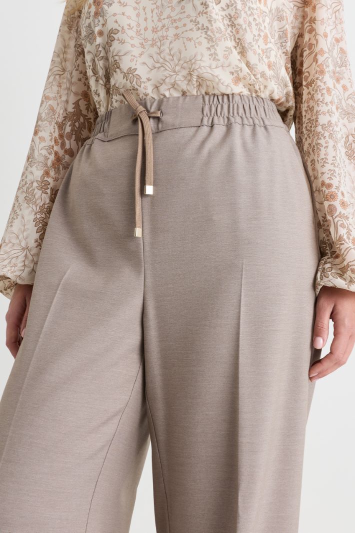 Viscose Twill Joggers - BEIGE - Intrend - 3