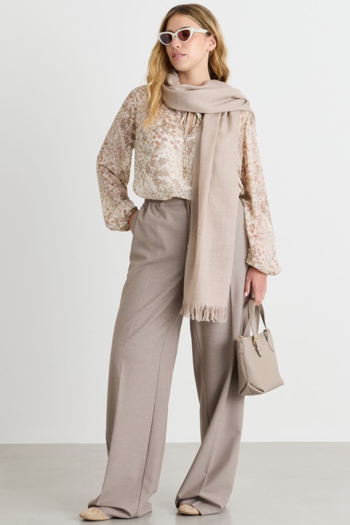 Viscose Twill Joggers - BEIGE - Intrend