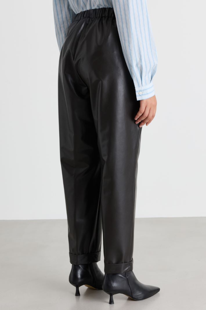 Coated jersey trousers - BROWN - Intrend - 4