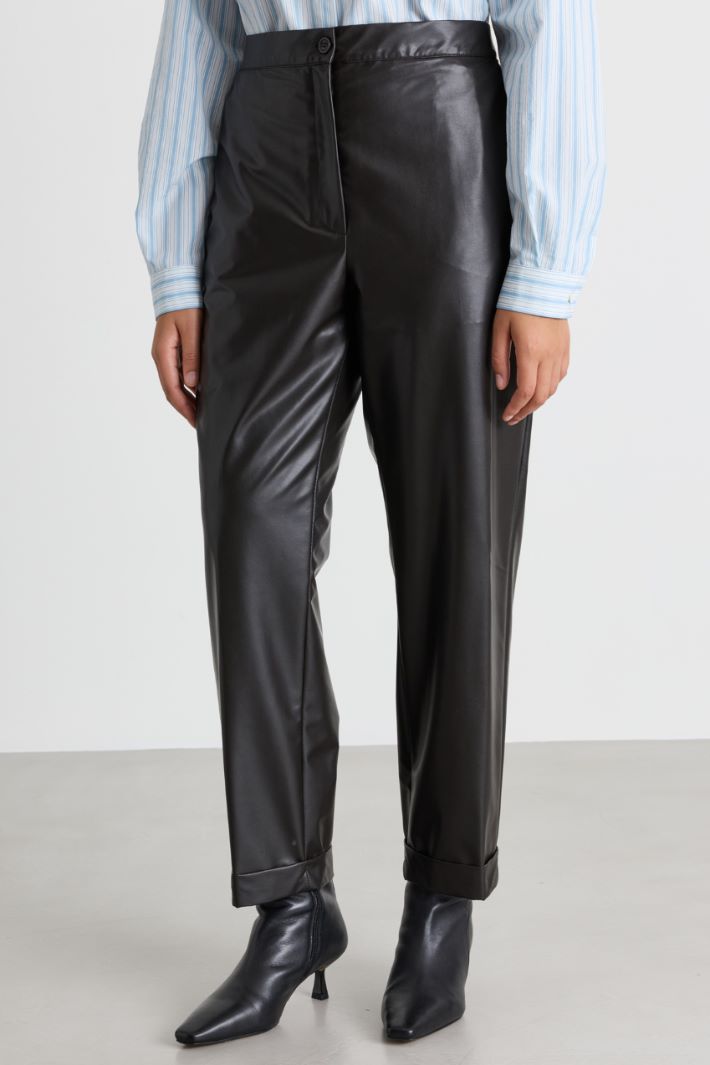Coated jersey trousers - BROWN - Intrend - 2