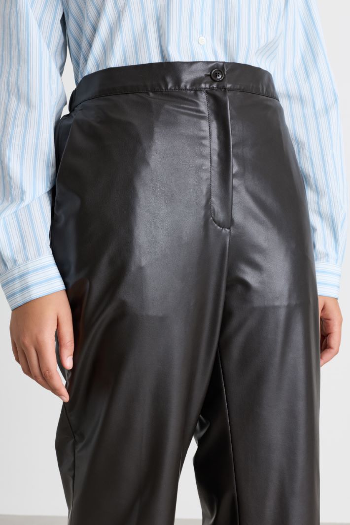 Coated jersey trousers - BROWN - Intrend - 3