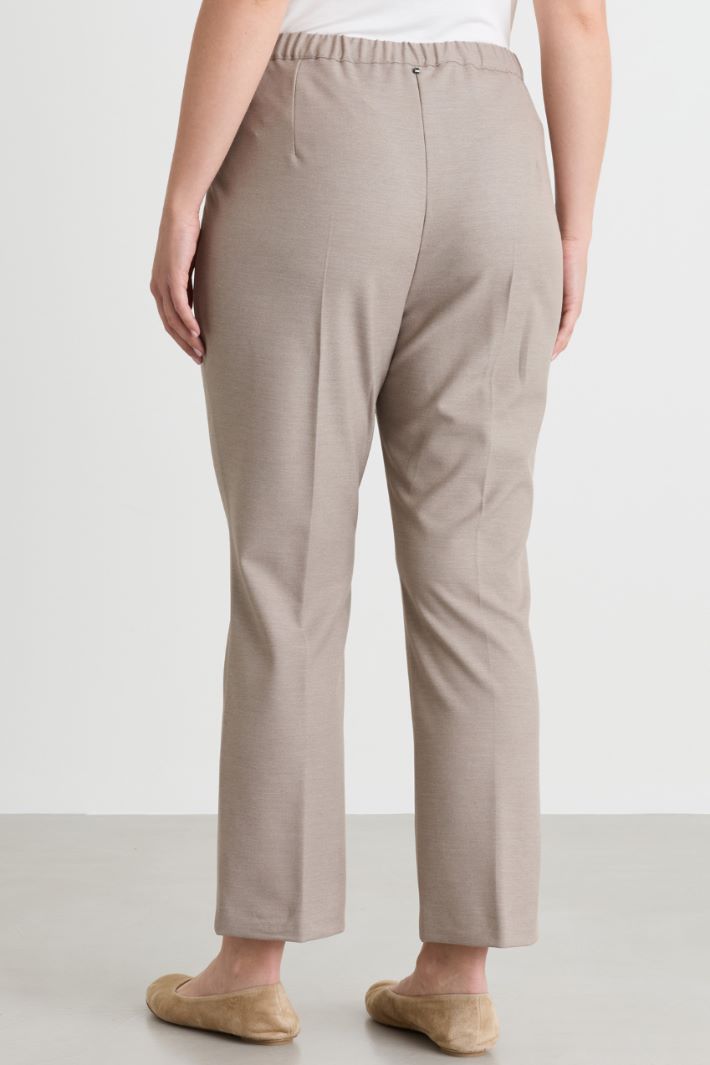 Cropped twill trousers - BEIGE - Intrend - 4