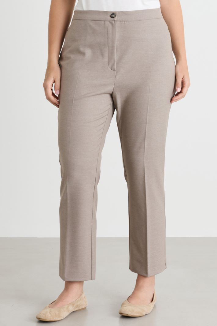 Cropped twill trousers - BEIGE - Intrend - 2