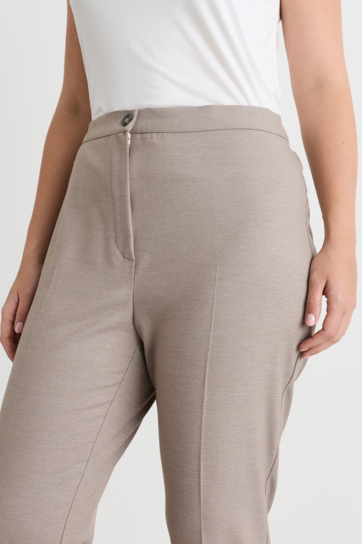 Cropped twill trousers - BEIGE - Intrend - 3