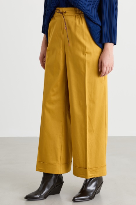 Pantalone in raso di cotone con coulisse