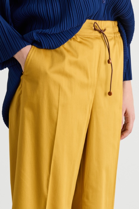 Pantalone in raso di cotone con coulisse