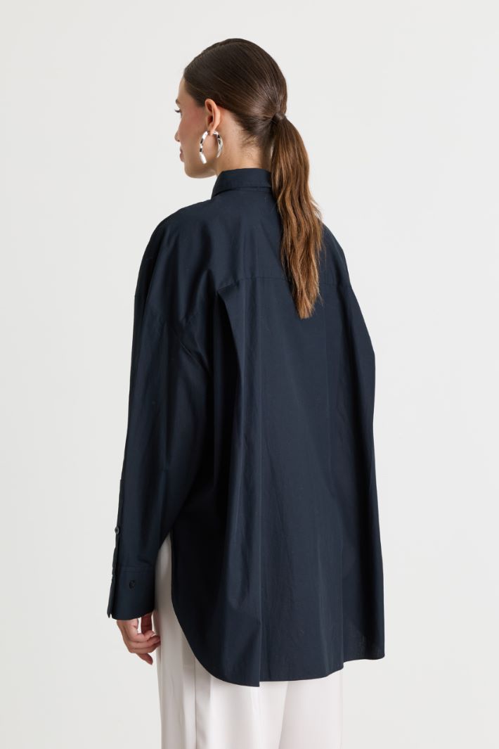 Embroidered Poplin Tunic - BLACK - Intrend - 4
