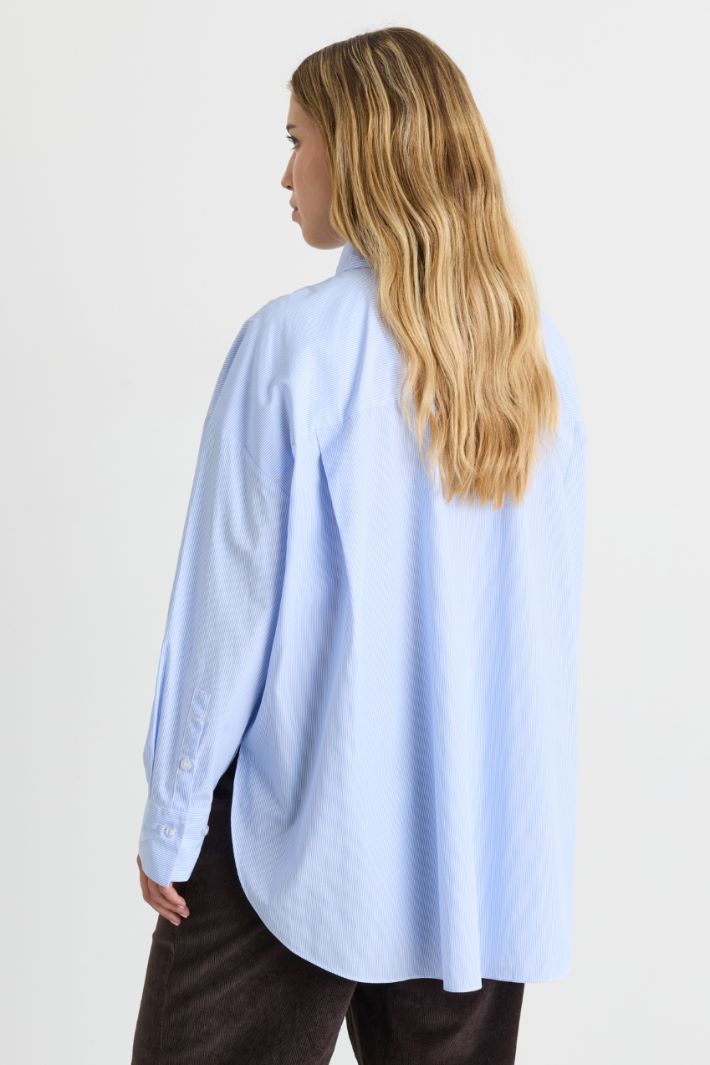 Casacca in popeline con ricamo - AZZURRO - Intrend - 4