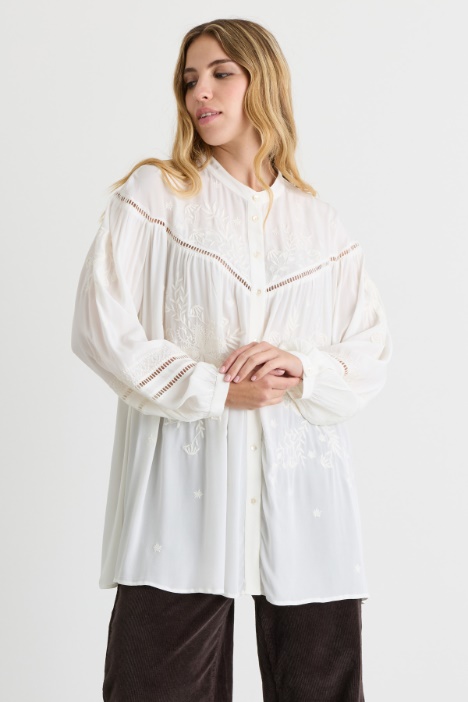 Casacca in crepe con ricami - Intrend