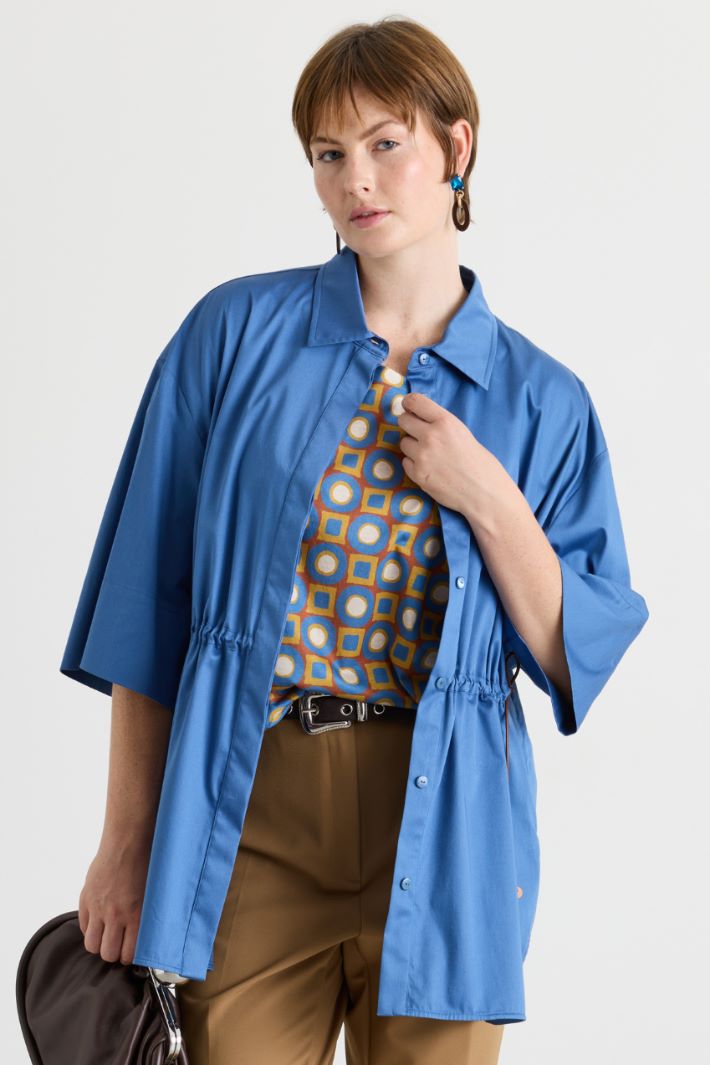 Casacca in raso con coulisse regolabile - AZZURRO - Intrend - 2