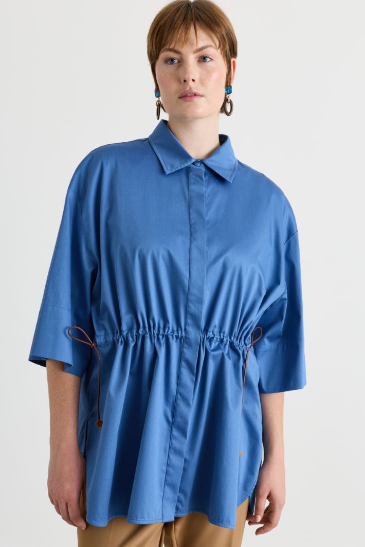 Casacca in raso con coulisse regolabile - AZZURRO - Intrend - 3