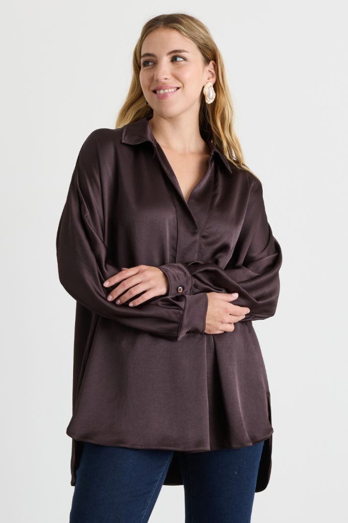 Casacca in raso - MARRONE - Intrend - 2