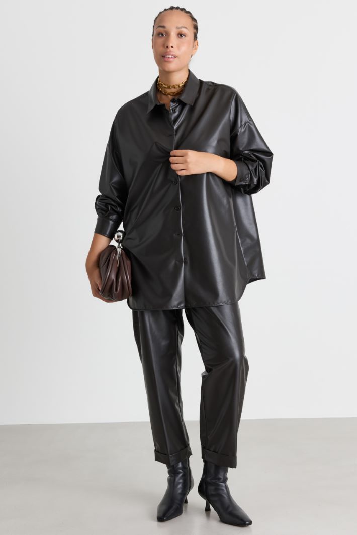 Casacca in jersey spalmato - MARRONE - Intrend