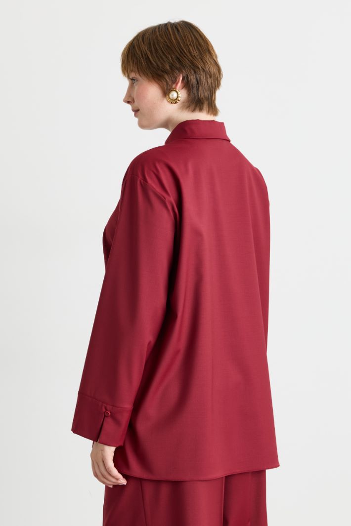 Casacca con bottoni nascosti - ROSSO - Intrend - 4