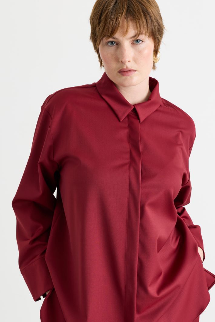 Casacca con bottoni nascosti - ROSSO - Intrend - 2