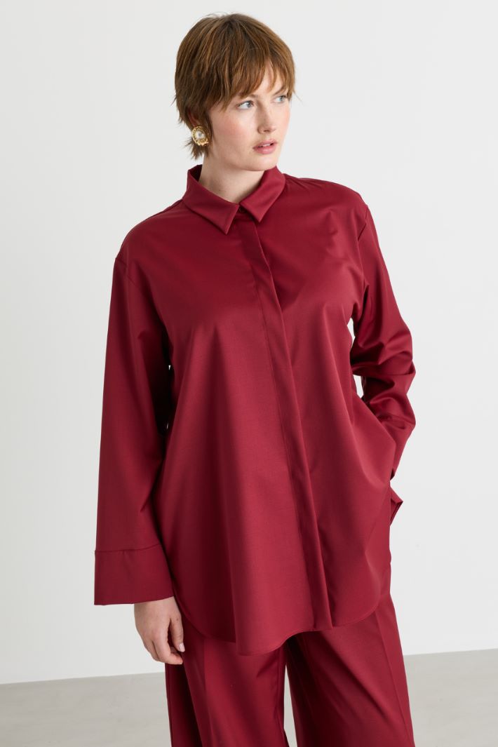 Casacca con bottoni nascosti - ROSSO - Intrend - 3