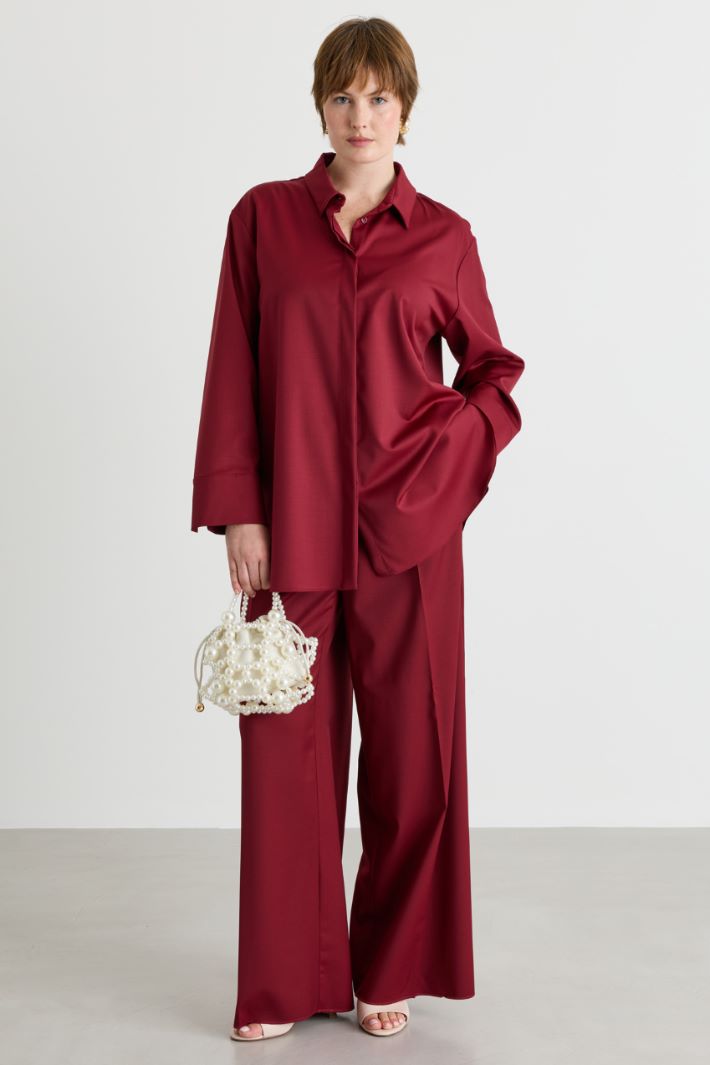 Casacca con bottoni nascosti - ROSSO - Intrend
