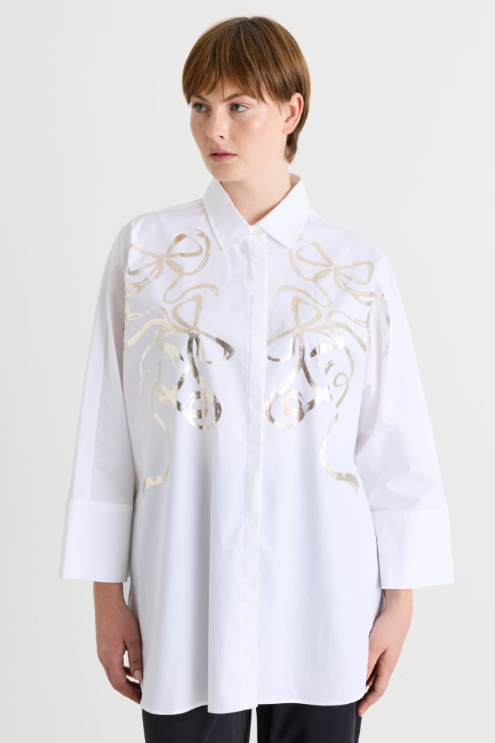 Casacca in popeline con stampa - BIANCO ORO - Intrend - 2