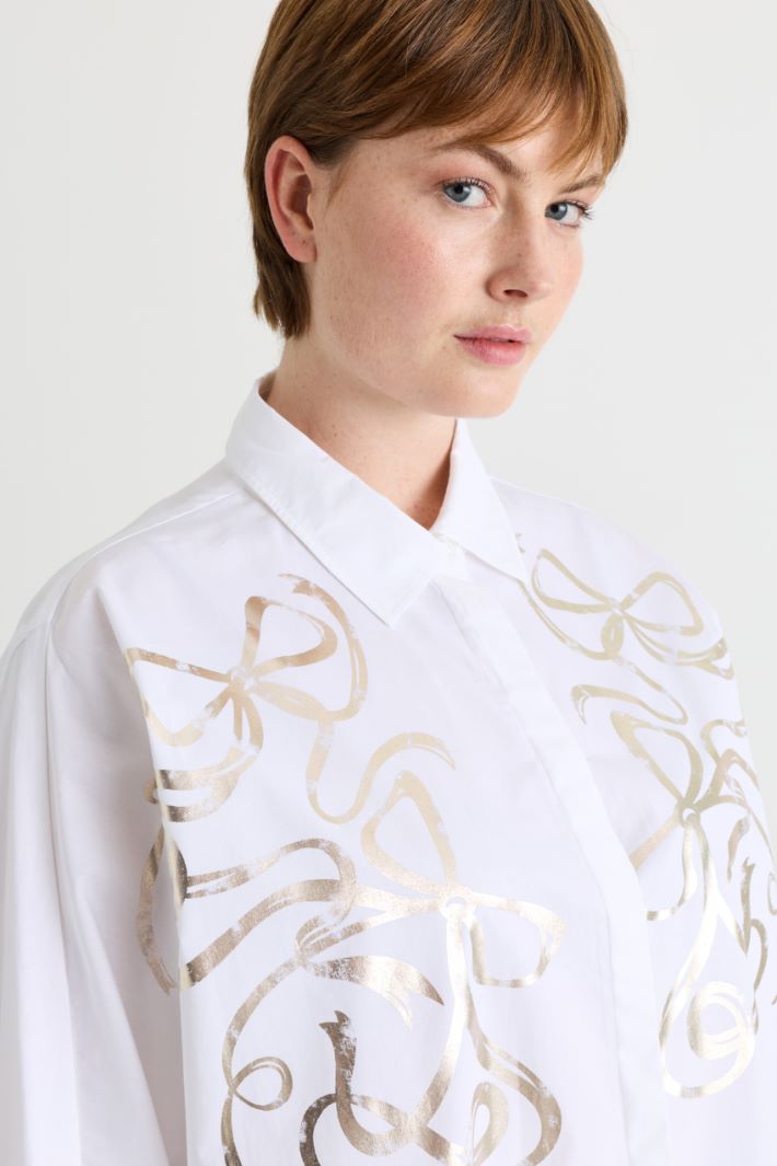 Casacca in popeline con stampa - BIANCO ORO - Intrend - 3