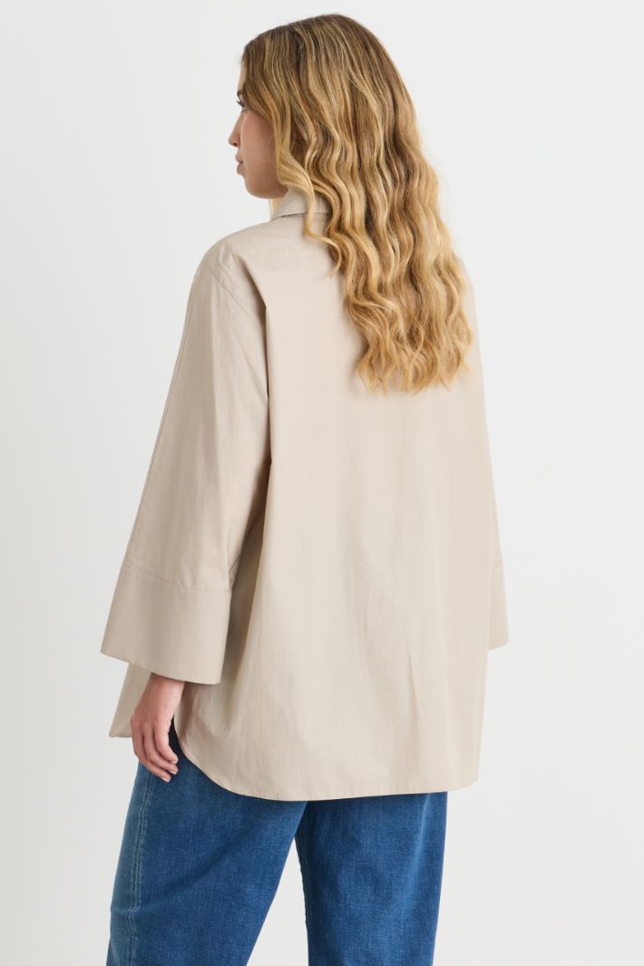 Casacca in popeline con stampa - BEIGE - Intrend - 4