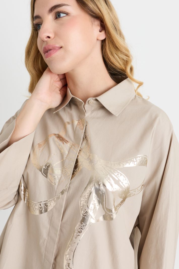 Casacca in popeline con stampa - BEIGE - Intrend - 3