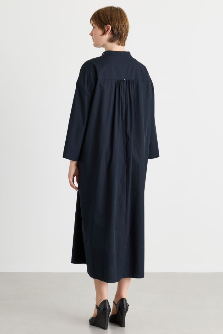 Poplin Dress with Jewelled Embroidery - BLACK - Intrend - 4