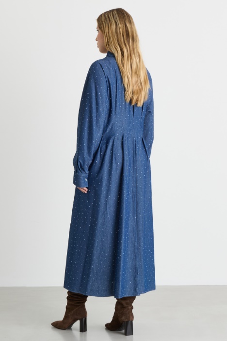 Abito lungo in jeans con borchie