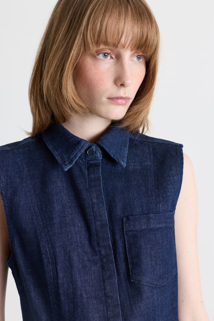Fit-and-flare shirt dress - BLUE - Intrend - 3