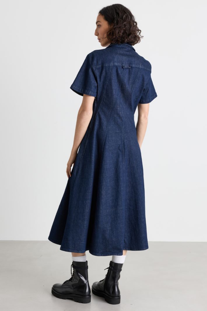 Panelled shirt dress - BLUE - Intrend - 4