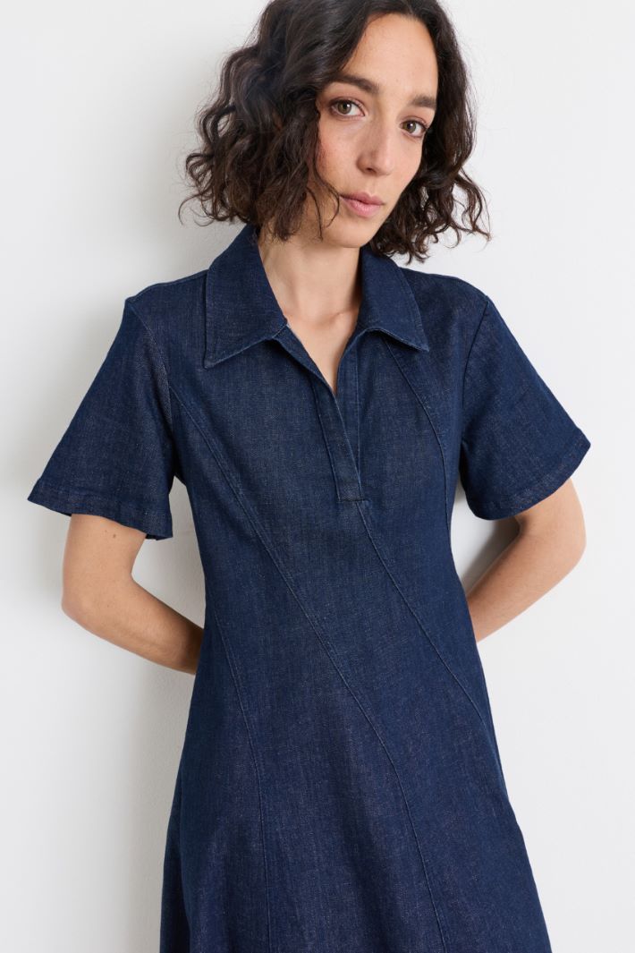 Panelled shirt dress - BLUE - Intrend - 3