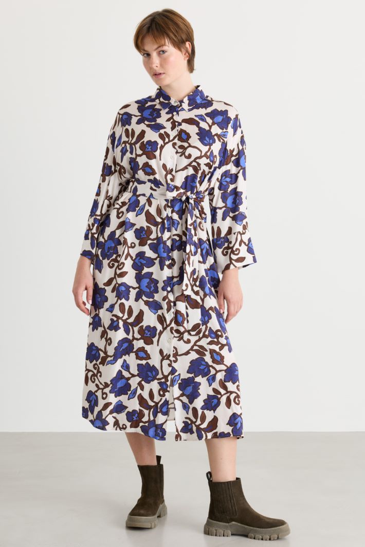 Twill shirt dress - WHITE BLUE - Intrend - 2