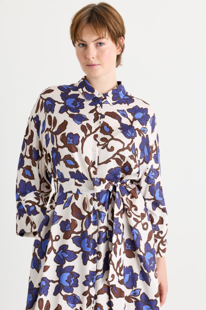 Twill shirt dress - WHITE BLUE - Intrend - 3