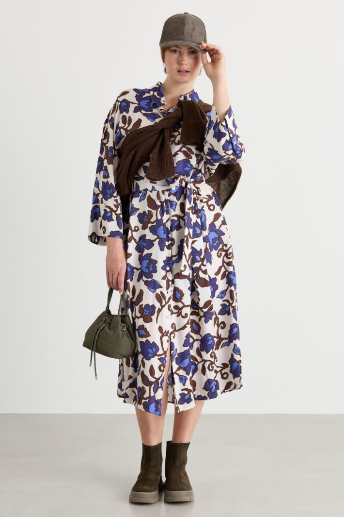 Twill shirt dress - WHITE BLUE - Intrend
