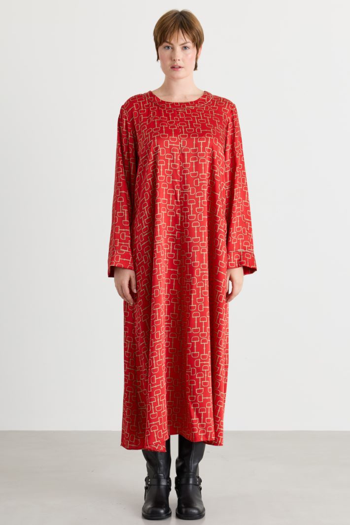 A-line twill dress - RED - Intrend - 2