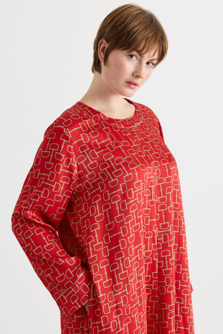 A-line twill dress - RED - Intrend - 3