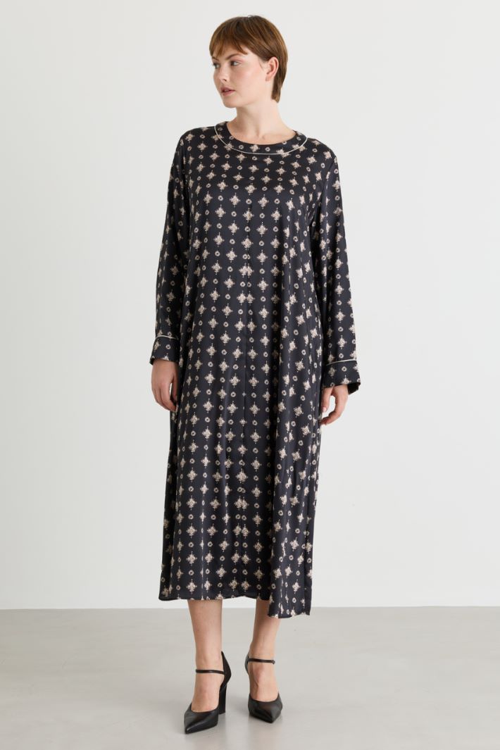 A-line twill dress - BLACK - Intrend - 2